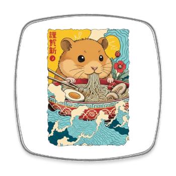 Hamster Ramen Noodles Japanese Art Anime - Square fridge magnet - white - Front