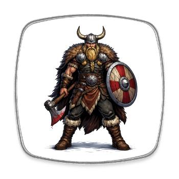 Guerrier viking avec bouclier et hache - Magnet carré - blanc - Devant