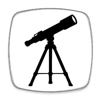 Teleskop auf Stativ – Sternennacht - Viereckiger Kühlschrankmagnet - Weiß - Vorne