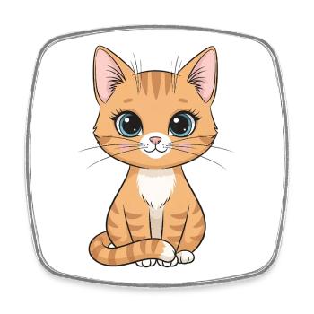 Kitten Cartoon: Orange Striped Fur - Square fridge magnet - white - Front