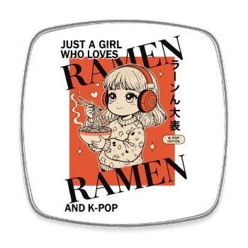 Just A Girl Who Loves Ramen And K-Pop Anime Korean - Square fridge magnet - white - Front