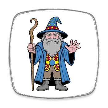 Cosmic Wizard in Starry Hat - Square fridge magnet - white - Front