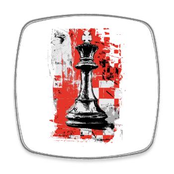 Schach König – Grunge Strategie Motiv - Viereckiger Kühlschrankmagnet - Weiß - Vorne