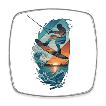 Sunset Waves Kiteboard-Porträt - Viereckiger Kühlschrankmagnet - Weiß - Vorne