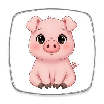 Dessin animé câlin en cochon – Look animal mignon - Magnet carré - blanc - Devant