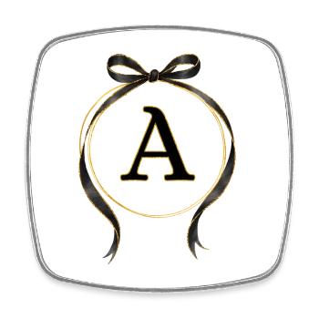 A - Circle Loop Black Gold - Square fridge magnet - white - Front