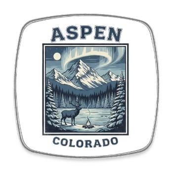 Vacances d’hiver à Aspen, Colorado, randonnée, ski - Magnet carré - blanc - Devant