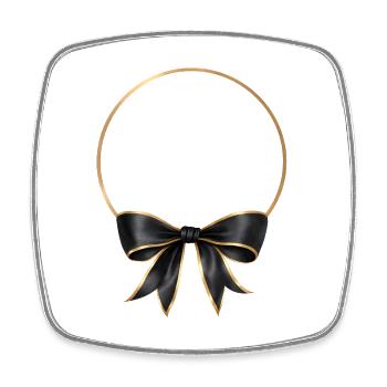 Circle Bow Black Gold - Square fridge magnet - white - Front