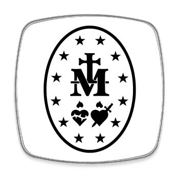 Médaille Miraculeuse Marie Symboles Sacrés - Magnet carré - blanc - Devant