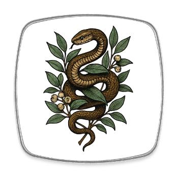 Snake in the network of leaves - Square fridge magnet - white - Front
