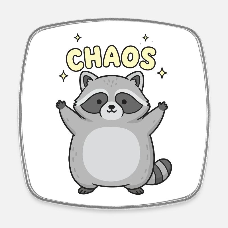 Chaos Raccoon Cheer - Square fridge magnet - white