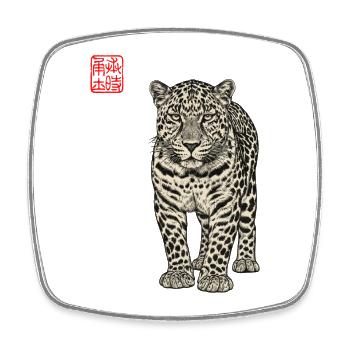 Leopard Asian - Square fridge magnet - white - Front