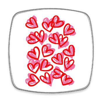 Heartfelt Doodle Hearts Pattern - Square fridge magnet - white - Front