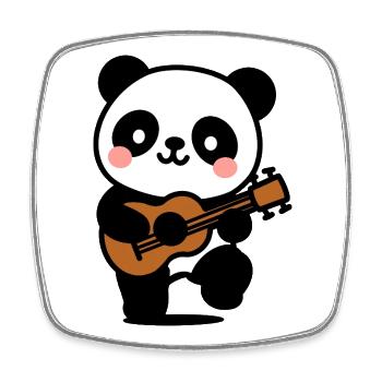 Panda kawaii musicien - dessin mignon - Magnet carré - blanc - Devant
