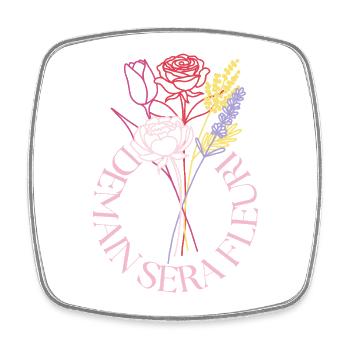 Bouquet of pastel lines in a circle - Square fridge magnet - white - Front
