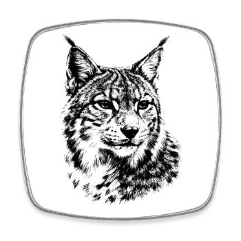 Luchs – minimalistische Grafiken einer Wildkatze - Viereckiger Kühlschrankmagnet - Weiß - Vorne