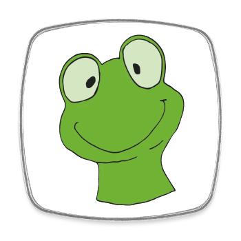 Grüner Cartoonfrosch mit Lächeln - Viereckiger Kühlschrankmagnet - Weiß - Vorne