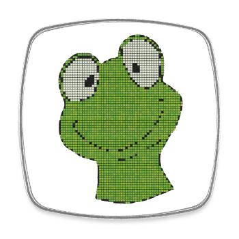 Pixel Frog Green Pixel Smiley - Square fridge magnet - white - Front