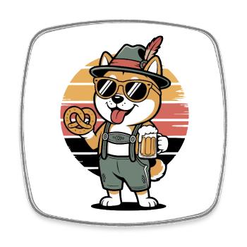 German Shiba Hund Retro - Viereckiger Kühlschrankmagnet - Weiß - Vorne