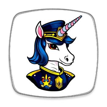 Licorne de la Police - Magnet carré - blanc - Devant