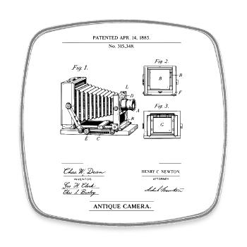 Conception brevetée de plan d’appareil photo antique. - Magnet carré - blanc - Devant