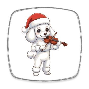 Caniche de Noël jouant du violon - Magnet carré - blanc - Devant