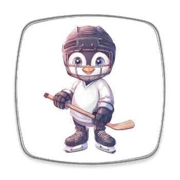 Süßer Pinguin Cartoon Eishockey Spieler Sport - Viereckiger Kühlschrankmagnet - Weiß - Vorne