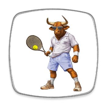 Bulls Tennis - Magnet carré - blanc - Devant