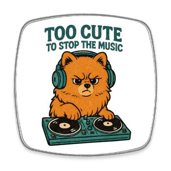 Zwergspitz DJ Shirt Retro | Too Cute to Stop Music - Viereckiger Kühlschrankmagnet - Weiß - Vorne