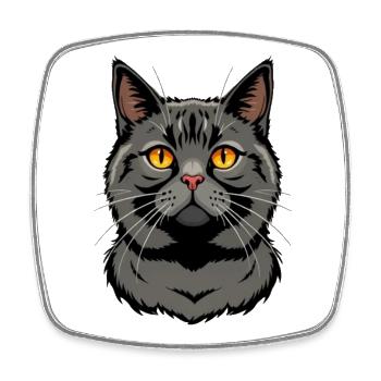 schwarze Katze britisch Kurzhaar - Viereckiger Kühlschrankmagnet - Weiß - Vorne