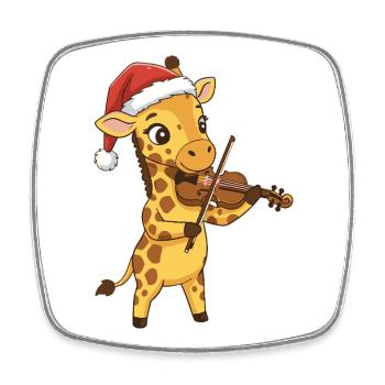 Tourfe de Noël Animal jouant du violon - Magnet carré - blanc - Devant
