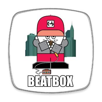 Beatbox City Cartoon - Viereckiger Kühlschrankmagnet - Weiß - Vorne