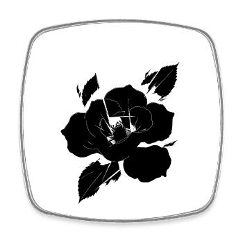 Fragmentierte schwarze Rose - Viereckiger Kühlschrankmagnet - Weiß - Vorne