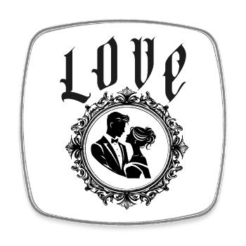 Valentinstagsgeschenk für Paare - Viereckiger Kühlschrankmagnet - Weiß - Vorne