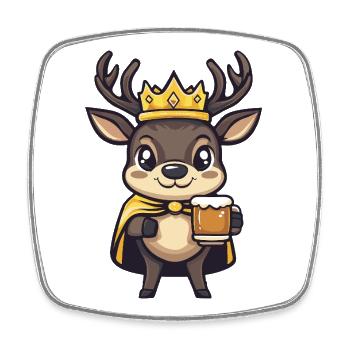 Deer Beer King - Square fridge magnet - white - Front
