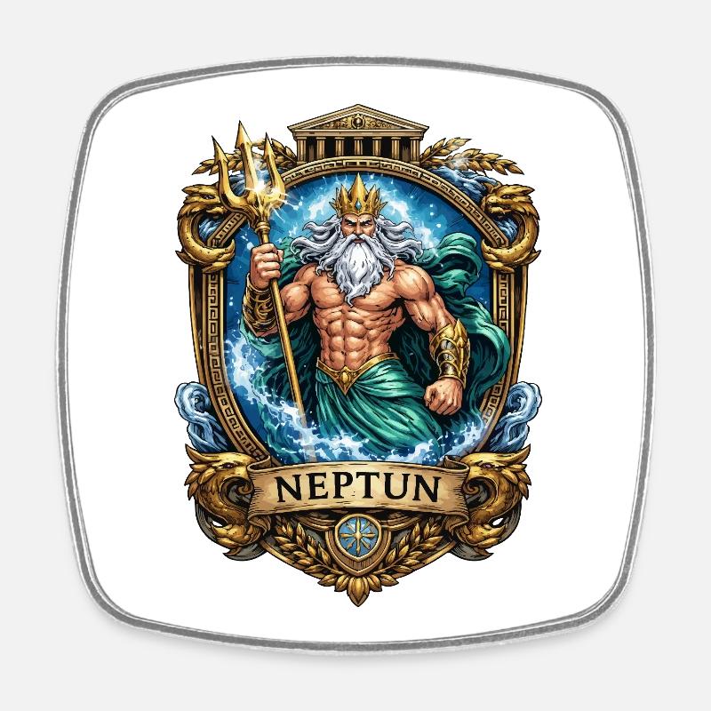 Neptune Roi de la Mer - Magnet carré - blanc
