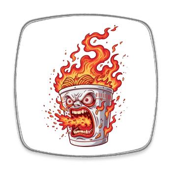 Noodle box with angry face - Square fridge magnet - white - Front
