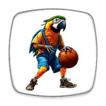 Parrot Basketball Bird - Square fridge magnet - white - Front