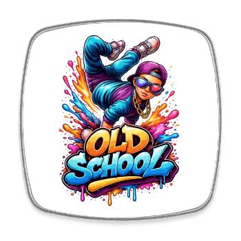 Old School Breakdance Graffiti - Magnet carré - blanc - Devant
