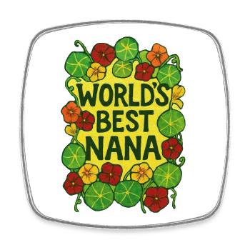 World's Best Nana Floral Lettering - Square fridge magnet - white - Front
