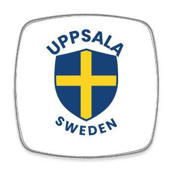 Uppsala shield with yellow cross - Square fridge magnet - white - Front