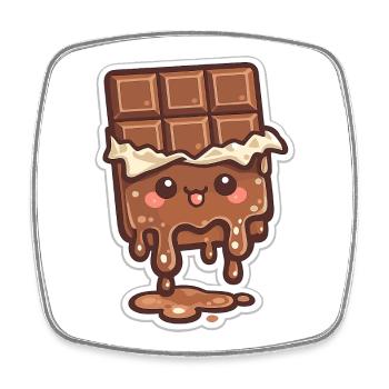 Melting chocolate bar - Square fridge magnet - white - Front