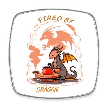 Dragon Forge - Fired by Magic Pottery Art - Square fridge magnet - white - Front