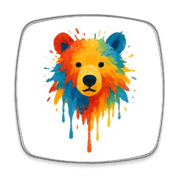 Bären-Aquarell-Tropfende Chroma-Kunst - Viereckiger Kühlschrankmagnet - Weiß - Vorne