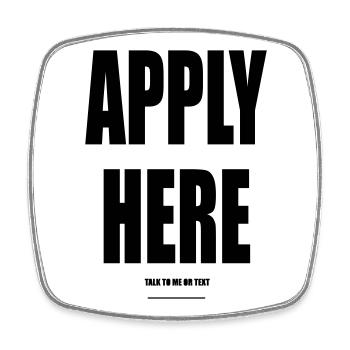 Apply Here – Wear Words - Viereckiger Kühlschrankmagnet - Weiß - Vorne