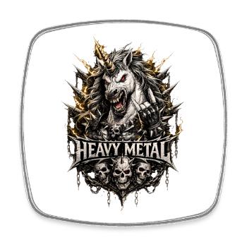 Heavy Metal Einhorn – Totenkopf Skull Rock - Viereckiger Kühlschrankmagnet - Weiß - Vorne