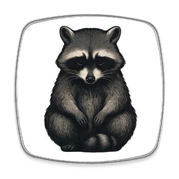 Trauriger Waschbär im Nachtwald Stil - Viereckiger Kühlschrankmagnet - Weiß - Vorne