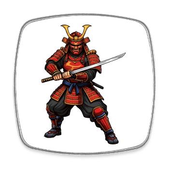 Guerrier Samouraï en Rouge - Magnet carré - blanc - Devant
