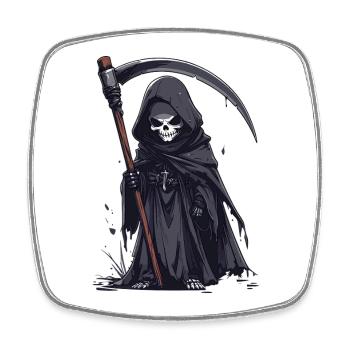 Faucheuse en robe noire - Magnet carré - blanc - Devant