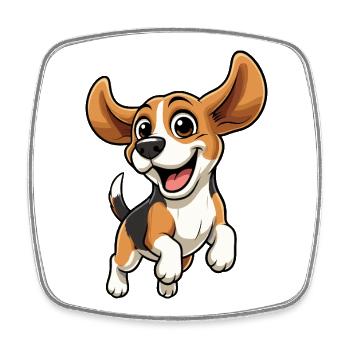 Fröhlicher Beagle Sprung - Viereckiger Kühlschrankmagnet - Weiß - Vorne